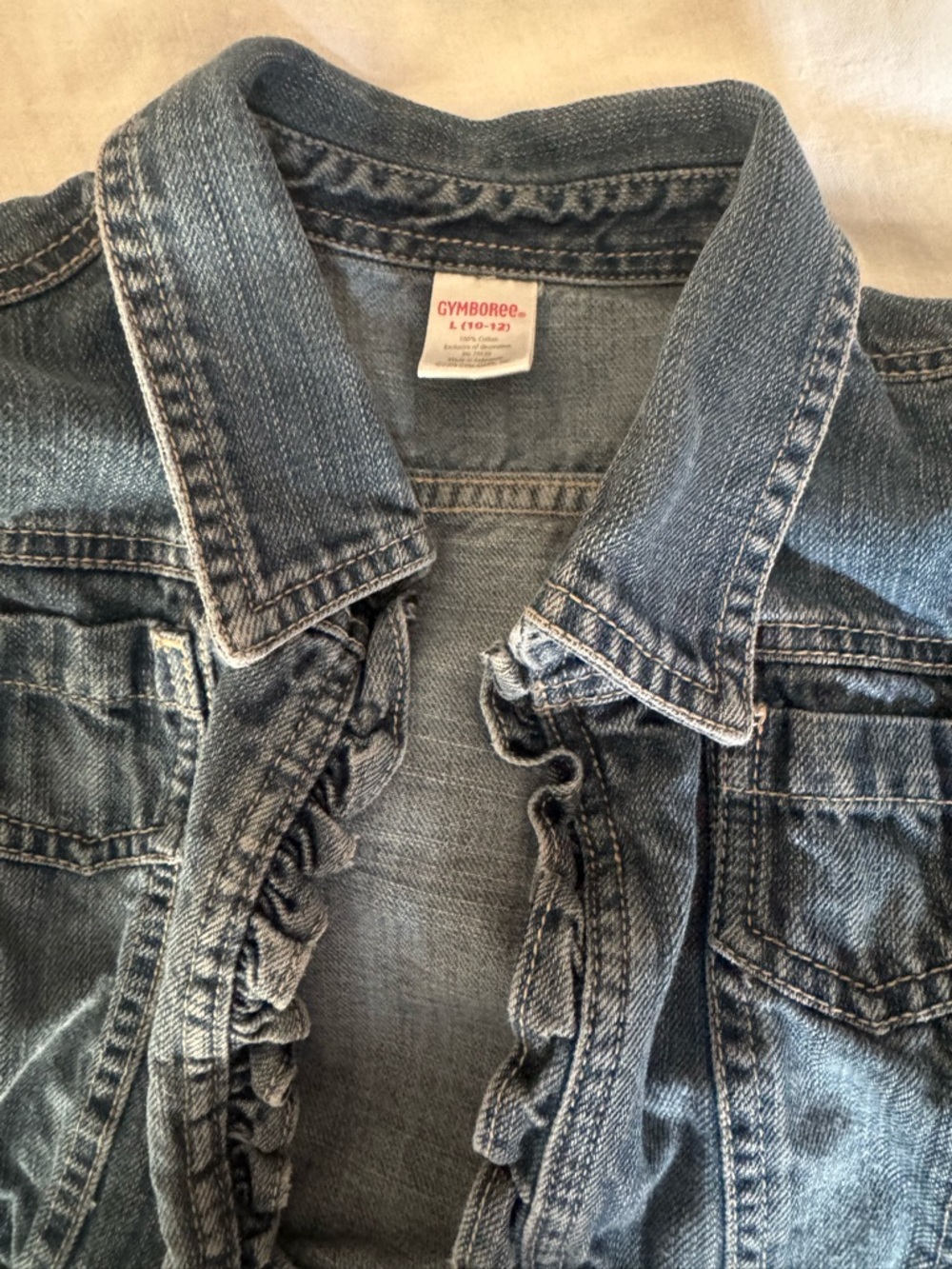 Girls Cropped Ruffle Denim Jacket - Picture 4 of 4